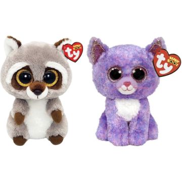 Ty - Knuffel - Beanie Boo's - Racoon &amp; Cassidy Cat