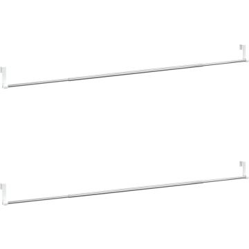 Gordijnrails 2 st 90-135 cm aluminium wit en zilverkleurig