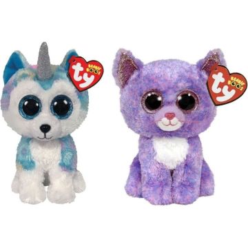 Ty - Knuffel - Beanie Boo's - Helena Husky &amp; Cassidy Cat