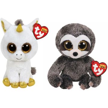 Ty - Knuffel - Beanie Boo's - Pegasus Unicorn &amp; Dangler Sloth