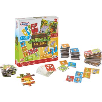 Grafix 4-in-1 Kaartspellen voor Kinderen | Thema Unicorn | Kwartet - Domino - Puzzel | denkspel | Spellen voor meisjes | Geschikt voor kinderen vanaf 5 jaar
