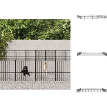 vidaXL Hondenhok - Stalen Hondenkennel - 970 x 970 x 100 cm - Zwart - Kennel