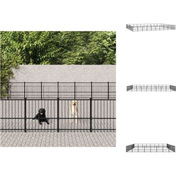 vidaXL Hondenhok Stalen Stangen - 970 x 776 x 100 cm - Zwart - Kennel