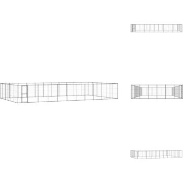 vidaXL Hondenkennel - Staal - 1210 x 660 x 180 cm - Met deur en vergrendelingssysteem - Zwart - Kennel