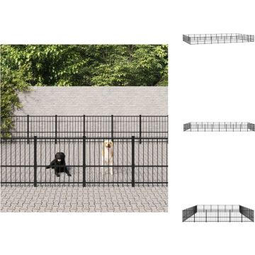 vidaXL Hondenhok XXL - Hondenkennel - 970x582x100 cm - Stalen stangen - Stevige constructie - Zwarte gepoedercoate afwerking - Kennel
