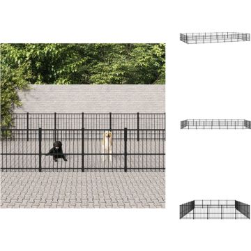 vidaXL Hondenhok Hondenkennel - Zwart - 873 x 485 x 100 cm - Stalen stangen - Gepoedercoat staal - Kennel