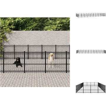 vidaXL Hondenhok vidaXL - Hondenkennel - Zwart - 970 x 388 x 100 cm - Metalen constructie - Kennel