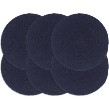 vidaXL-Placemats-6-st-rond-38-cm-katoen-effen-marineblauw