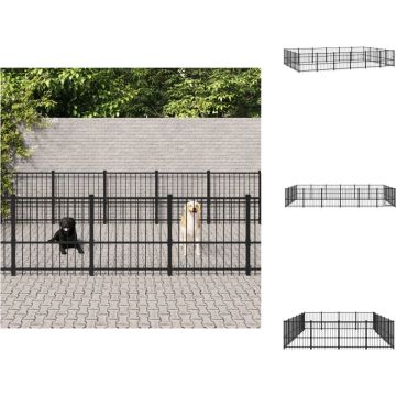 vidaXL Hondenhok Hondenkennel - Zwart Gepoedercoat Staal - 582 x 388 x 100 cm - Veilig en Comfortabel - Kennel