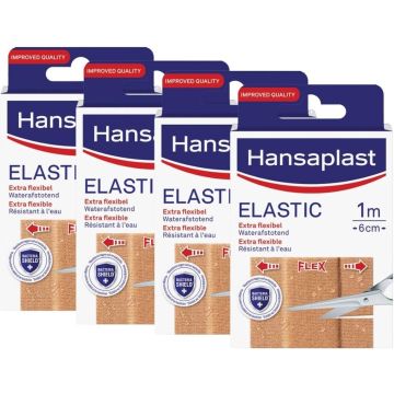 Voordeelverpakking - Hansaplast Elastiek &amp; Waterafstotende Pleister - 1m x 6 cm - 4 stuks