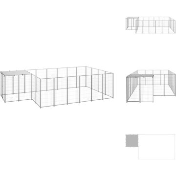 vidaXL Hondenkennel - Groot for - Sterke en duurzame stalen constructie - Waterbestendig dak - Afmetingen- 440 x 220 x 110 cm - Inclusief afsluitbare deur - Kennel