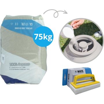 Pool Improve - Filterzand Filterpomp - 75 kilo (3 x 25 kilo) &amp; WAYS Scrubborstel