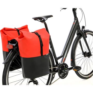 Dubbele fietstas New Looxs Nyborg 34L - 30 x 17 x 37cm (x2) - Rood/Zwart