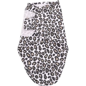 Bo Jungle - Inbakerdoek - Inbakerslaapzak - Swaddle - 0-4 maanden - Wrap Leopard / Luipaard Small - bruin / zwart