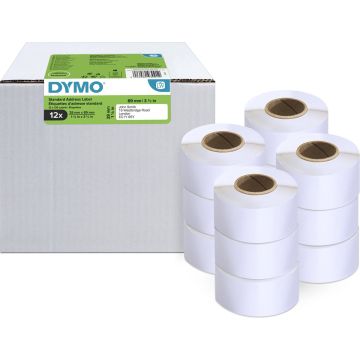 DYMO originele LabelWriter adreslabels | 28 mm x 89 mm | 12 rollen met elk 130 labels (1560 zelfklevende etiketten | Geschikt voor de LabelWriter labelprinters