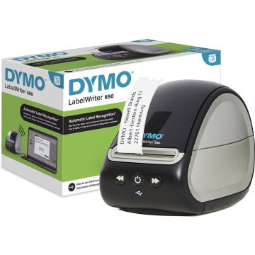 DYMO LabelWriter 550 Labelprinter | Labelmaker met direct thermisch printen | Automatische labelherkenning | Drukt adreslabels, verzendlabels, barcodelabels af en meer | Tweepolige EU-stekker
