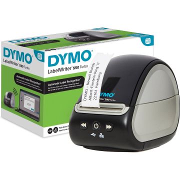 DYMO LabelWriter 550 Turbo Labelprinter | Labelmaker met direct thermisch afdrukken op hoge snelheid | Automatische labelherkenning | Drukt verzendlabels en meer af met USB/LAN-connectiviteit
