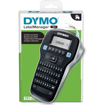 DYMO LabelManager 160-labelmaker | Draagbare labelprinter met AZERTY-toetsenbord | Inclusief zwart-wit D1-labeltape (12 mm) | Voor thuis en op kantoor