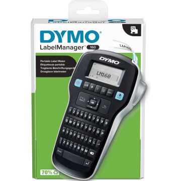 DYMO LabelManager 160-labelmaker | Draagbare labelprinter met QWERTY-toetsenbord | Inclusief zwart-wit D1-labeltape (12 mm) | Voor thuis en op kantoor