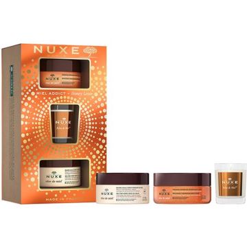 Nuxe - Rêve De Miel Miel - pakket - Deliciously Nourishing Body Scrub 175ml - Melting Honey Body Oil Balm 200ml - kaars 70g