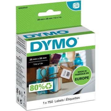 DYMO originele kleine LabelWriter multifunctionele labels | 25 mm x 25 mm | 750 zelfklevende etiketten | voor de LabelWriter labelprinters