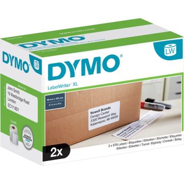 DYMO originele LabelWriter verzendlabels voor hoge capaciteit | 59 mm x 102 mm | 2 rollen eenvoudig los te maken labels (1150 postlabels) | zelfklevende etiketten voor de LabelWriter 4XL/5XL labelprinters
