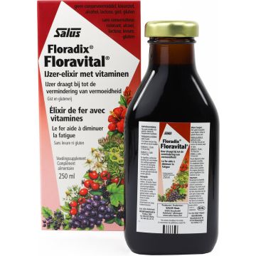 Salus Floradix Floravital - Vitaminen - Vegan ijzer-elixir met groente vruchten – Glutenvrij - 250ml
