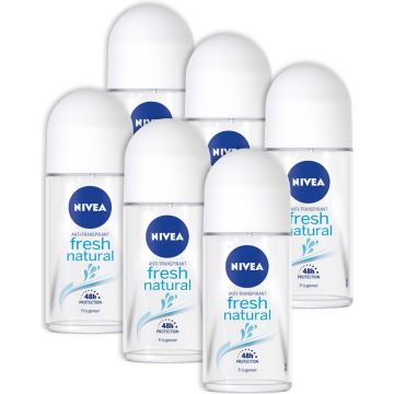 NIVEA Fresh Natural Deodorant Roller - Voordeelverpakking - 6 x 50 ml