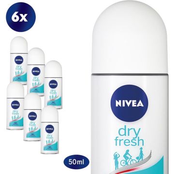 NIVEA Dry Fresh - 6 x 50ml - Voordeelverpakking - Deodorant Roller