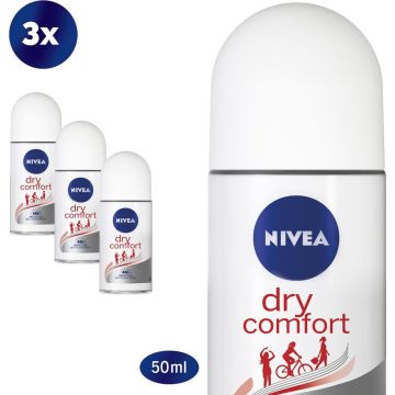 NIVEA Dry Comfort - 3 x 50 ml - Voordeelverpakking - Deodorant Roller