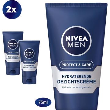 NIVEA MEN Protect &amp; Care Hydraterende Dagcrème - 2 x 75 ml - Voordeelverpakking