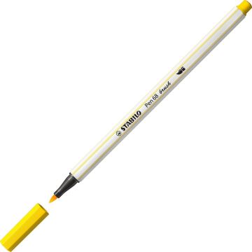 STABILO Pen 68 Brush - Premium Brush Viltstift - Met Flexibele Penseelpunt - Geel - per stuk