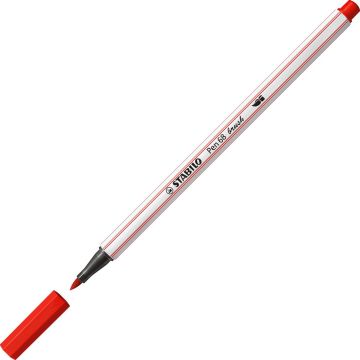 STABILO Pen 68 Brush - Premium Brush Viltstift - Met Flexibele Penseelpunt - Karmijn Rood - per stuk