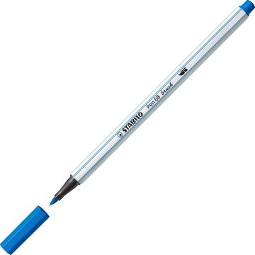 STABILO Pen 68 Brush - Premium Brush Viltstift - Met Flexibele Penseelpunt - Donker Blauw - per stuk