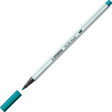 STABILO Pen 68 Brush - Premium Brush Viltstift - Met Flexibele Penseelpunt - Turquoise Blauw - per stuk