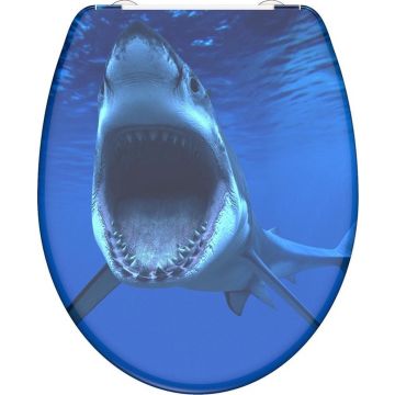 SCHÜTTE WC-Bril 82371 SHARK - Duroplast - Soft Close - Afklikbaar - RVS-Scharnieren - Decor - 3-zijdige Print