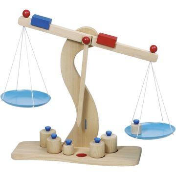 Goki weegschaal - Speelgoedweegschaal - In hout - Met 6 gewichtjes