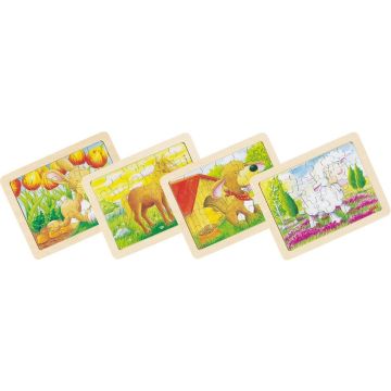 Houten Puzzels Dieren, set van 6