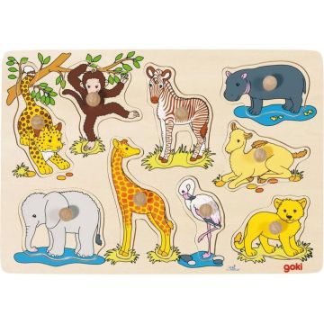 Goki 9-delige puzzel afrikaanse babydieren