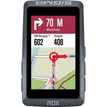 Sigma ROX 12.1 Evo GPS Fietscomputer - Night Gray - Set - Incl. ANT+/BLE borstriem/snelheids-/cadence sensoren - long Butler GPS out-front houder