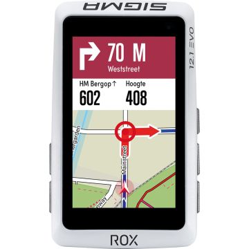 Sigma ROX 12.1 Evo GPS Fietscomputer - Night White - Set - Incl. ANT+/BLE borstriem/snelheids-/cadence sensoren - long Butler GPS out-front houder