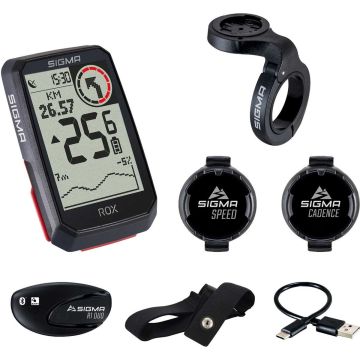 GPS Fietscomputer Sigma ROX 4.0 GPS HR + CADANS set met overclamp Butler stuurhouder - zwart