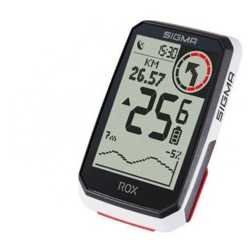 GPS Fietscomputer Sigma ROX 4.0 GPS HR + CADANS set met overclamp Butler stuurhouder - wit