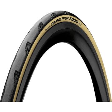 Continental GrandPrix 5000 Folding Tyre 28x1.10" Cream Skinwall, zwart/beige Bandenmaat 28-622 | 28x1,10"