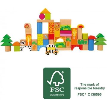 Small Foot massieve blokken gemaakt van FSC® 100% - Gecertificeerd hout met schattige dierentuindieren