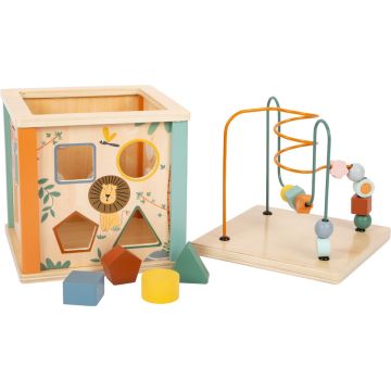 Activiteiten kubus ''Safari'' - kralenspiraal - Houten speelgoed vanaf 1 jaar