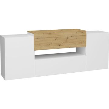 FMD-Tv-meubel-182x33x70,2-cm-artisan-eikenkleurig-wit