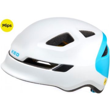 Fietshelm KED Pop Mips - medium (52-56 cm) - white blue