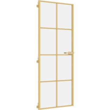 vidaXL-Binnendeur-smal-76x201,5-cm-gehard-glas-en-aluminium-goudkleur