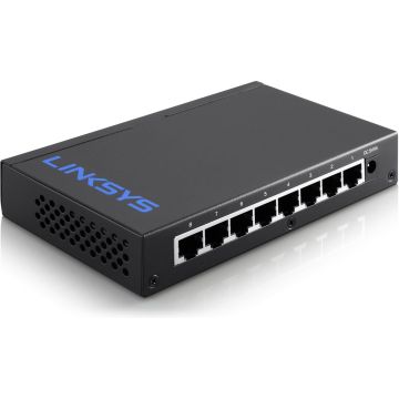 Linksys LGS108 Unmanaged Switch - Gigabit Ethernet - 8 Poorten - Eenvoudige Installatie - Blauw